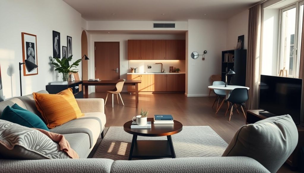 defining zones in a studio living room