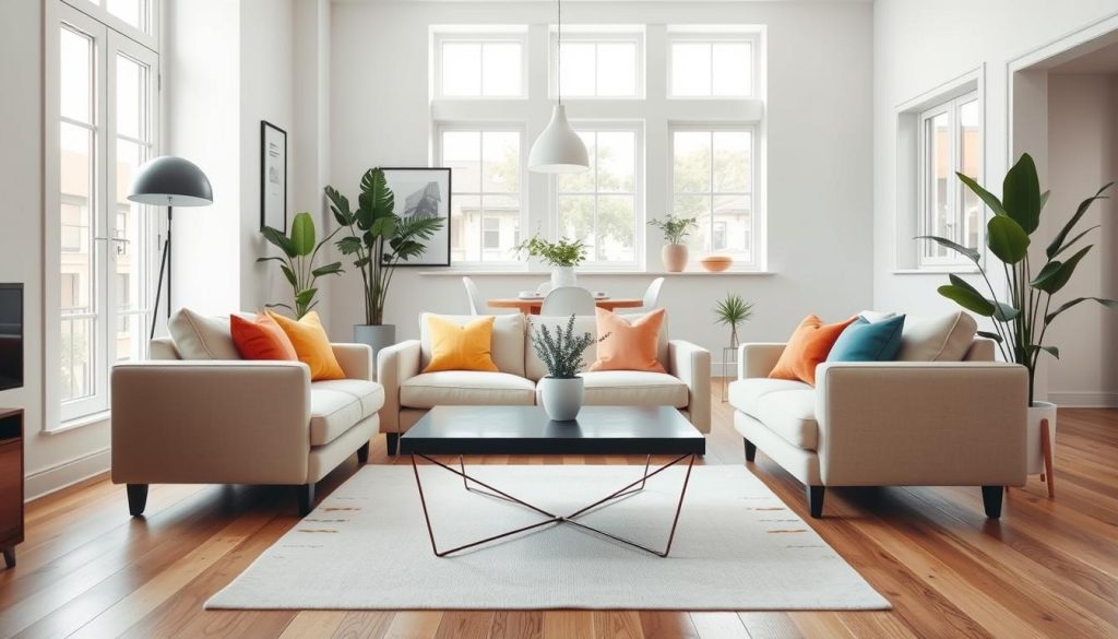 light colors enhance space with bolder accent pieces